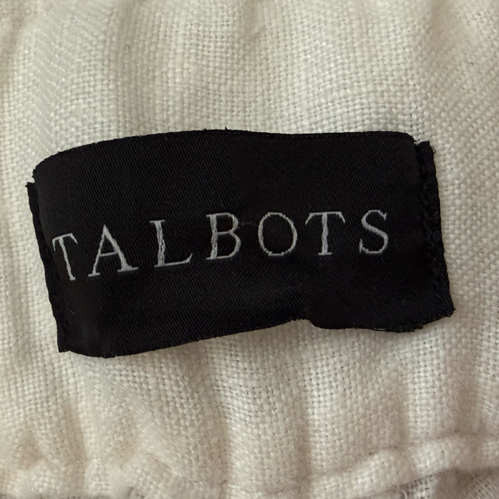 Talbots 100% Linen Nantucket Wide Leg Pants Crisp White Pull On Elastic Waist L - Picture 2 of 14